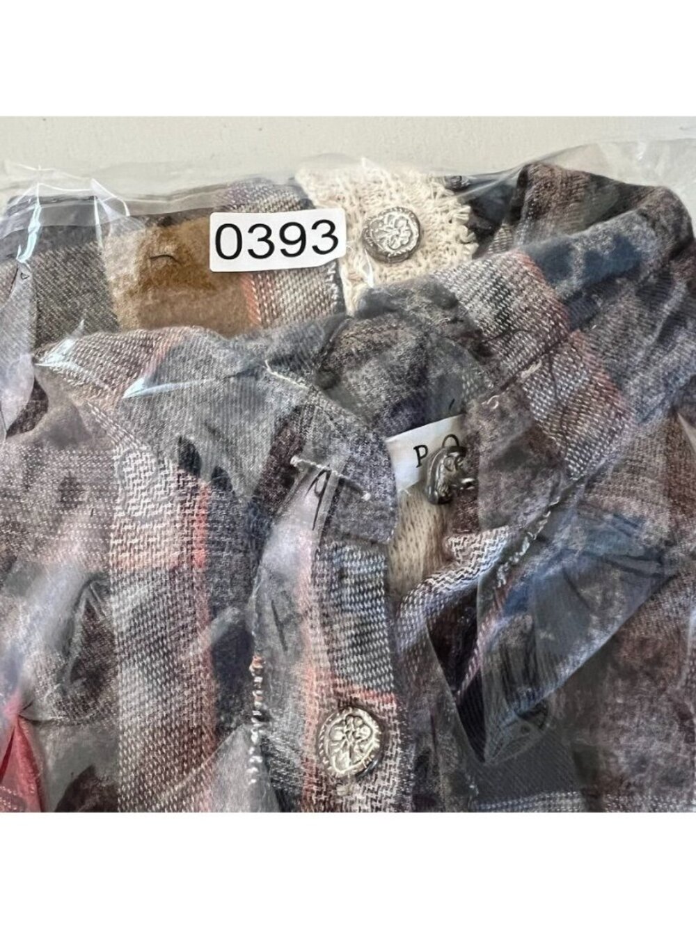 Pol Womens Sz L Peace Patchwork Chunky Plaid Shacket Oversized Statement Grunge - Picture 15 of 16